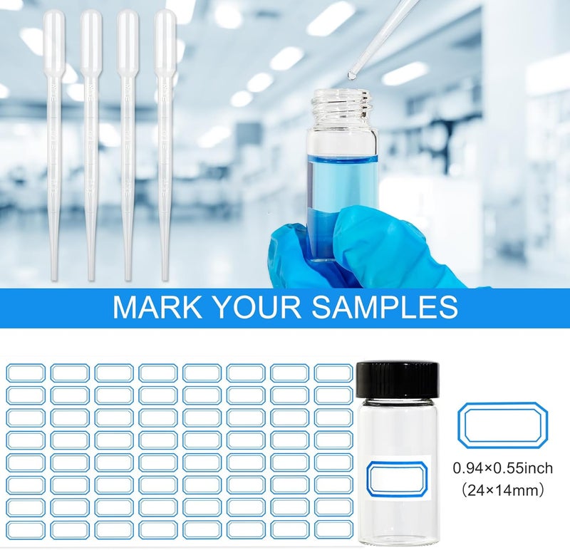 ETTSNU 20ml Clear Glass Vials with Screw Caps and plastic Stoppers,Small Lab Sample Vials with Lids, Leak-Proof Liquid Storage Empty Vial. 10PCS - Image 4